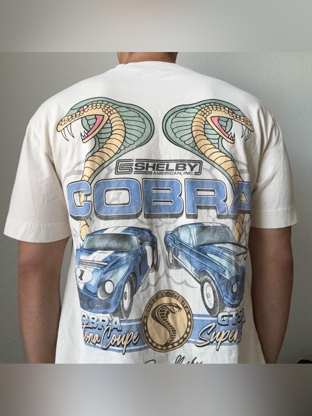 Hollister Shelby Cobra Graphics Cream Heavyweight Boxy Tee Shirt